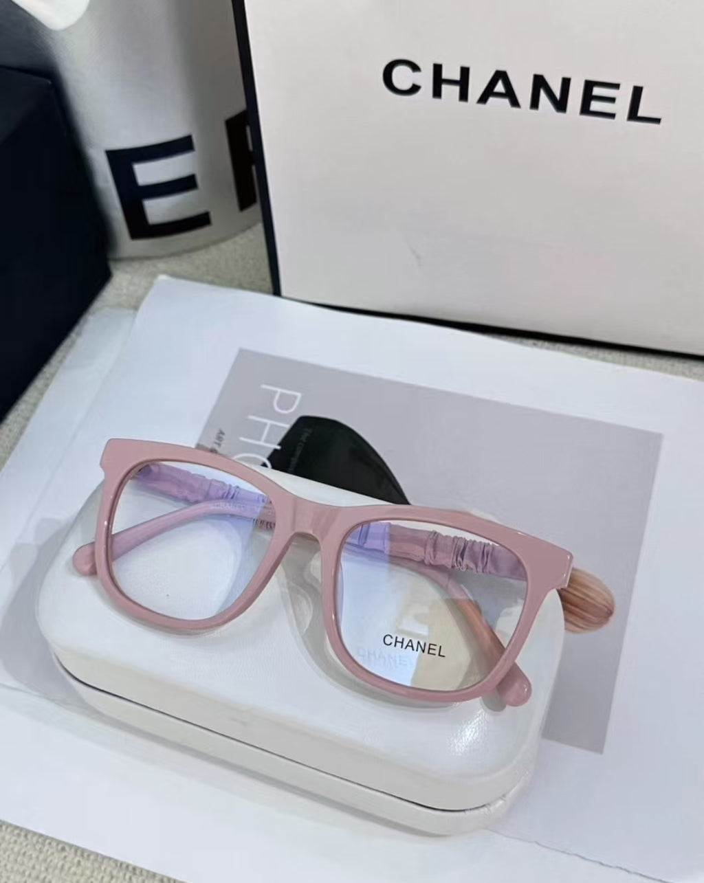 Chanel glasses pink frames