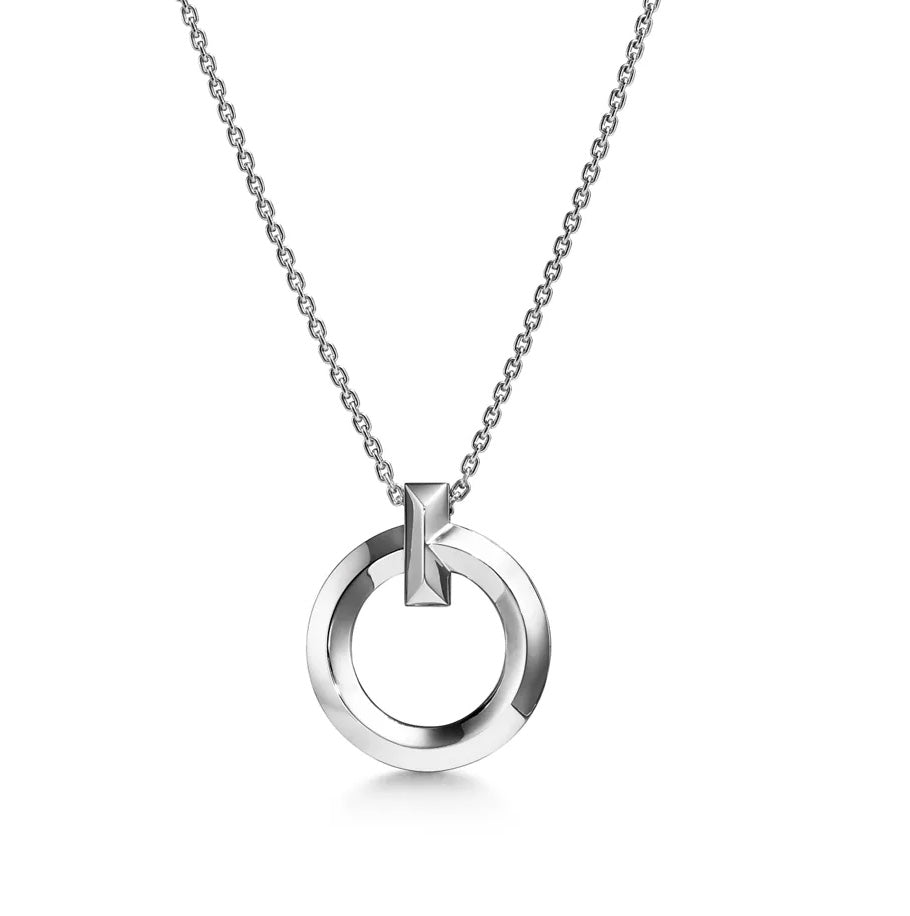 Tiffany T T1 Circle Pendant in White Gold, Small