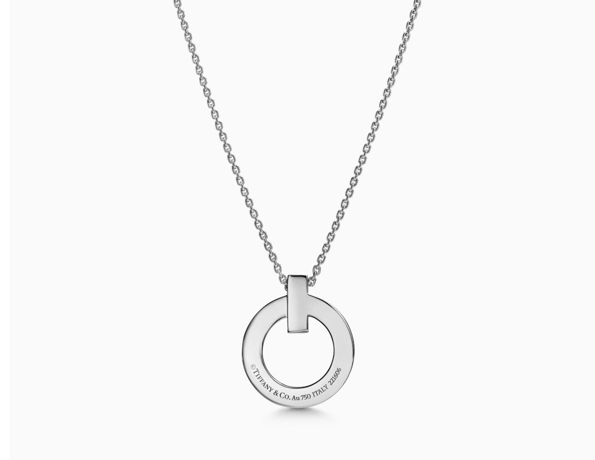 Tiffany T T1 Circle Pendant in White Gold, Small