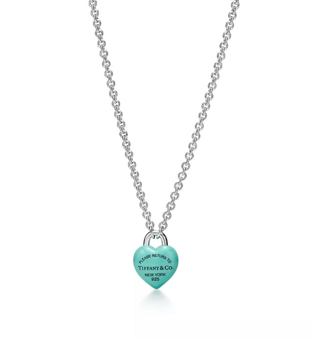 Return to Tiffany  Full Heart Pendant in Sterling Silver with Tiffany Blue