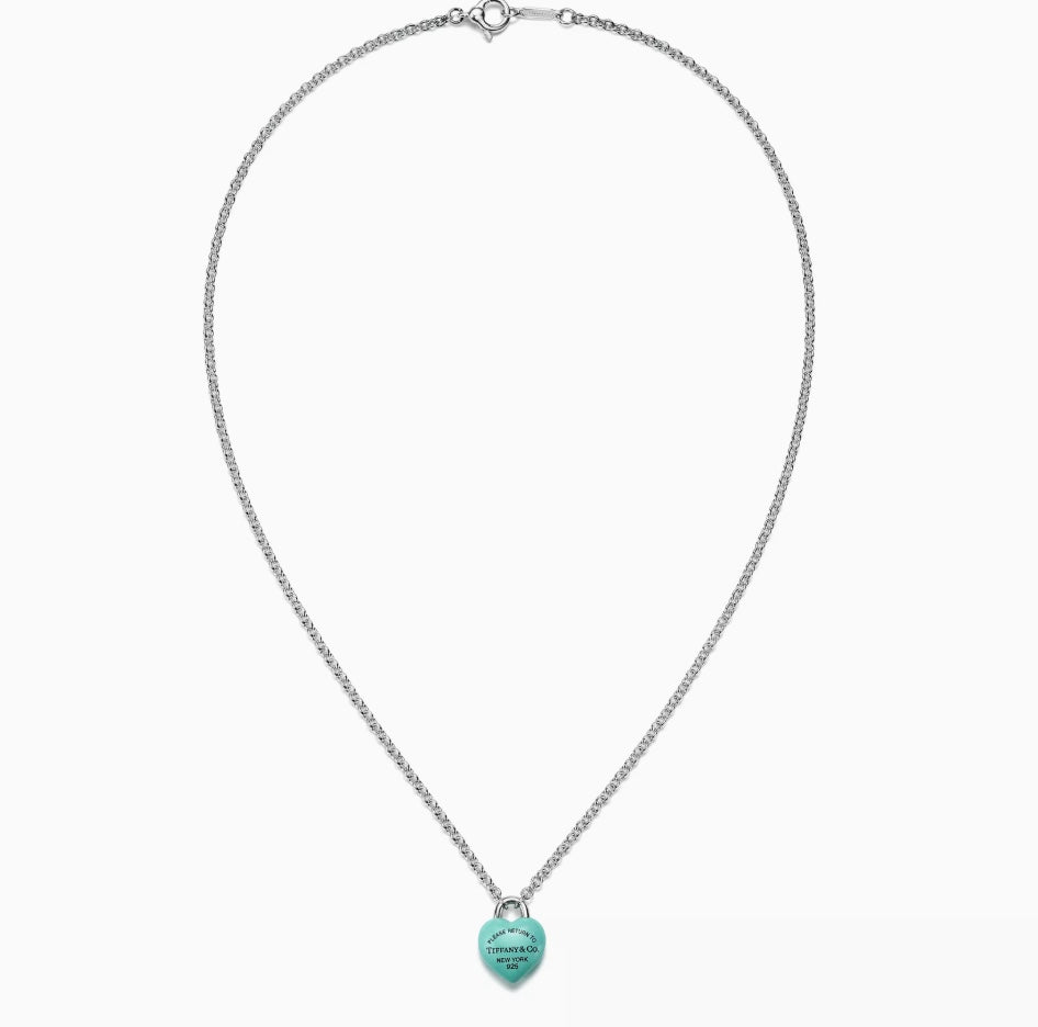 Return to Tiffany  Full Heart Pendant in Sterling Silver with Tiffany Blue